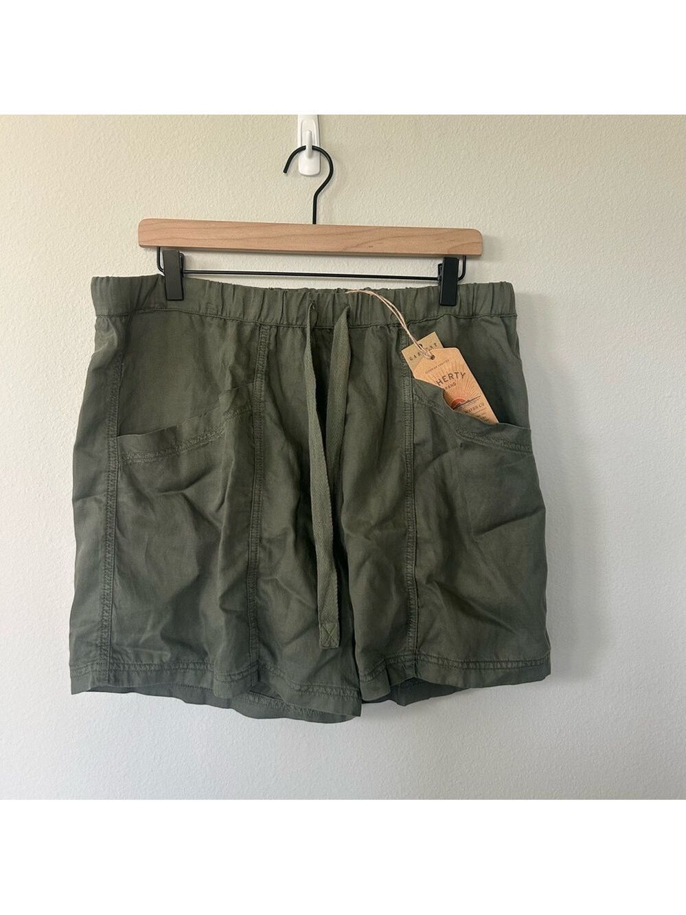 Womens Olive Drawstring Utility Shorts NWT